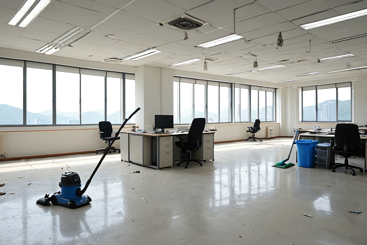 강서구 발산동 사무실 철거 청소, 5단계로 깨끗이 정리하는 전문 가이드, 강서구 발산동 사무실 철거 청소 비용 안내 관련 실제 현장을 담은 사실적인 사진, 사람(인물)이 전혀 등장