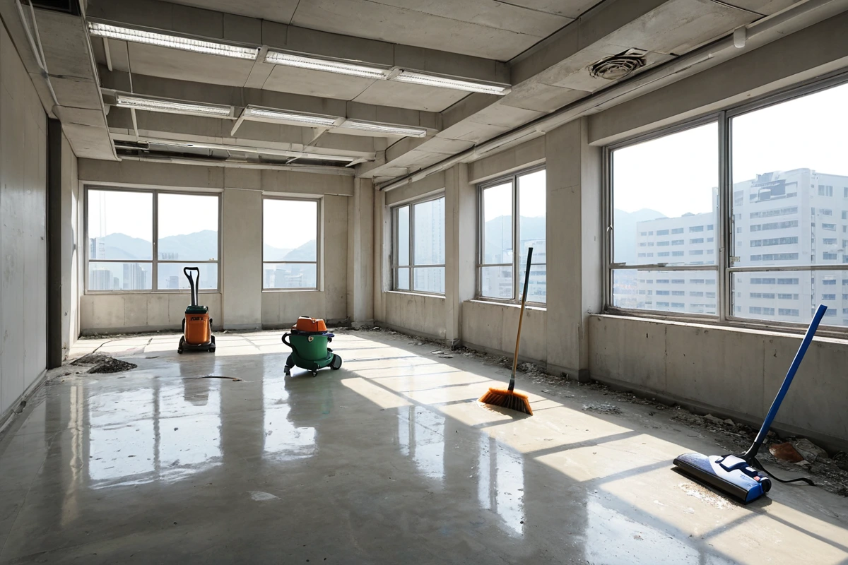 강서구 발산동 사무실 철거 후 청소, 5단계로 깔끔하게 정리하는 실전 가이드, 주의사항: 철거 후 청소 시 주의해야 할 점 관련 실제 현장을 담은 사실적인 사진, 사람(인물)이 전