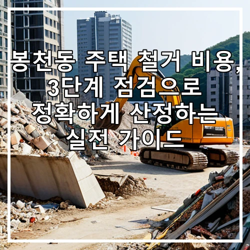 봉천동 주택 철거 비용, 3단계 점검으로 정확하게 산정하는 실전 가이드