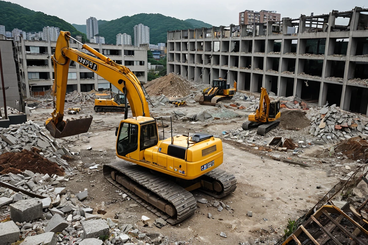 봉천동 주택 철거 비용, 3단계로 정확하게 계산하는 방법, 봉천동 주택 철거 절차와 시간 소요 관련 실제 현장을 담은 사실적인 사진, 사람(인물)이 전혀 등장하지 않게 합니다. 손