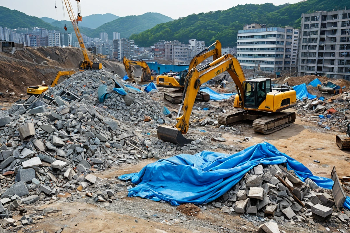 봉천동 주택 철거 비용, 3단계로 정확하게 계산하는 법, 철거 과정에서 주의해야 할 사항 관련 실제 현장을 담은 사실적인 사진, 사람(인물)이 전혀 등장하지 않게 합니다. 손·팔·
