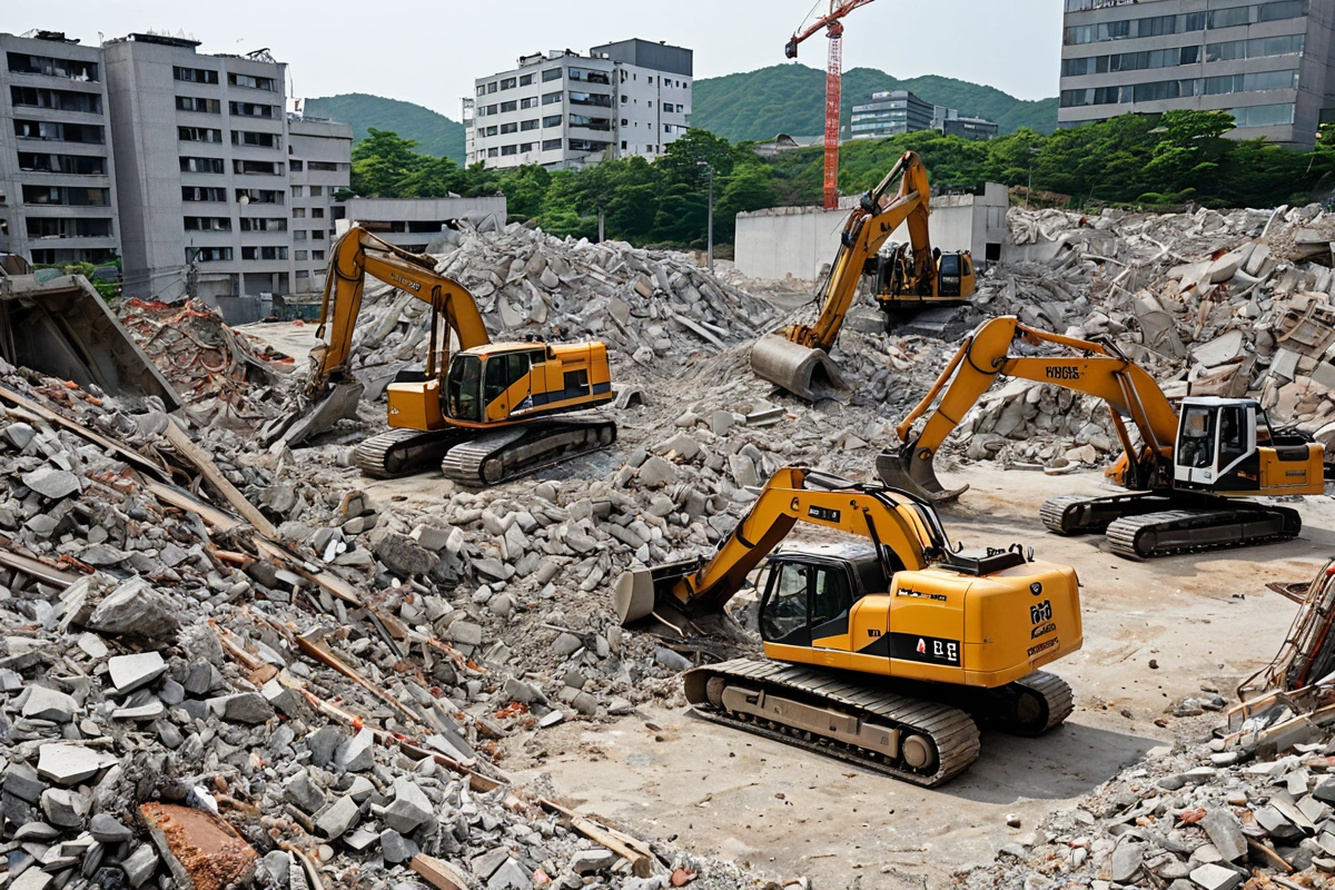 봉천동 주택 철거 비용, 3단계로 정확하게 계산하는 법, 철거 비용 절감을 위한 전략 관련 실제 현장을 담은 사실적인 사진, 사람(인물)이 전혀 등장하지 않게 합니다. 손·팔·뒷모