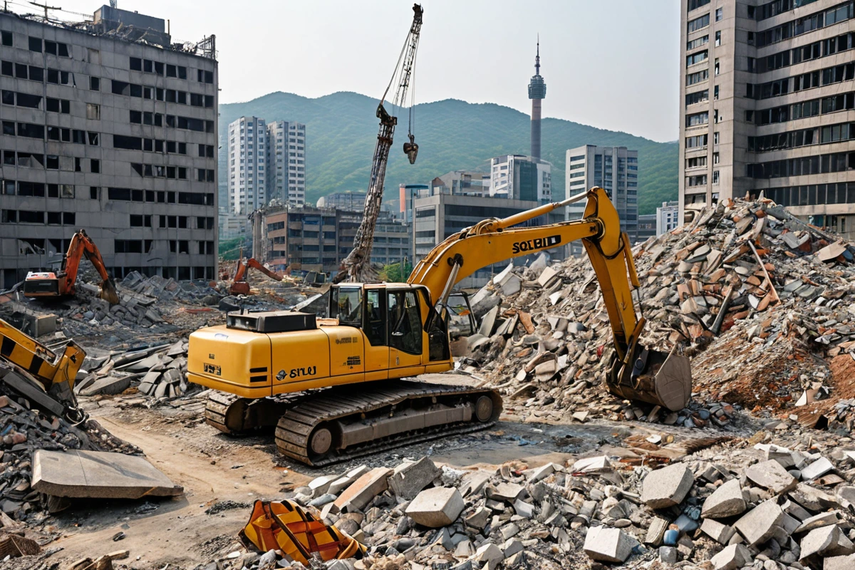 봉천동 주택 철거 비용, 3단계로 정확히 알아보는 방법, 서울 용산구 서빙고동 철거 비용 절감 전략 관련 실제 현장을 담은 사실적인 사진, 사람(인물)이 전혀 등장하지 않게 합니다