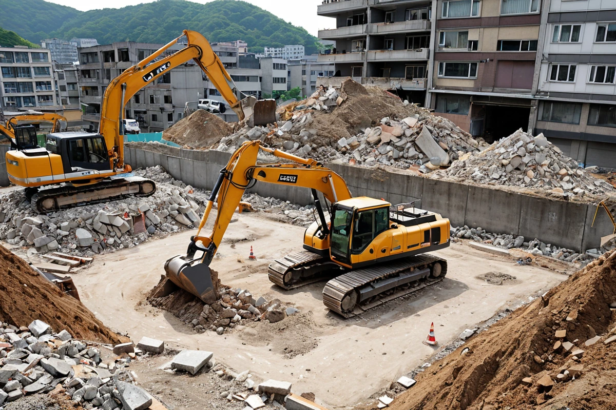 봉천동 주택 철거 비용, 3단계로 합리적 산정 가이드, 전문 업체 선택 기준 관련 실제 현장을 담은 사실적인 사진, 사람(인물)이 전혀 등장하지 않게 합니다. 손·팔·뒷모습 등 신
