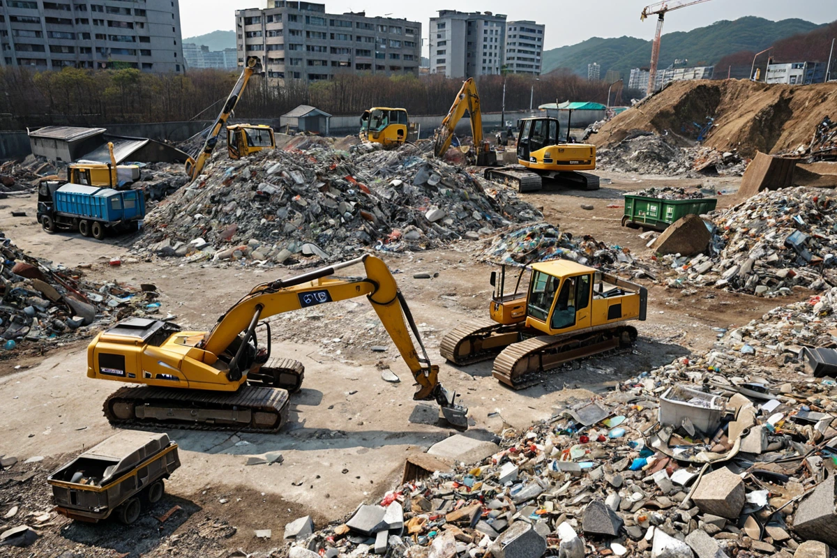 봉천동 주택 철거 비용, 3단계 점검으로 정확하게 산정하는 법, 철거 비용 절감을 위한 재활용 전략 관련 실제 현장을 담은 사실적인 사진, 사람(인물)이 전혀 등장하지 않게 합니다