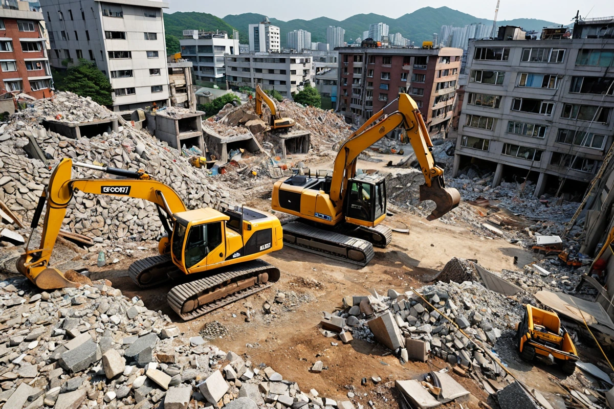 봉천동 주택 철거 비용, 3단계 점검으로 정확한 산정 가이드, 서울 봉천동 철거 시 주의사항 관련 실제 현장을 담은 사실적인 사진, 사람(인물)이 전혀 등장하지 않게 합니다. 손·