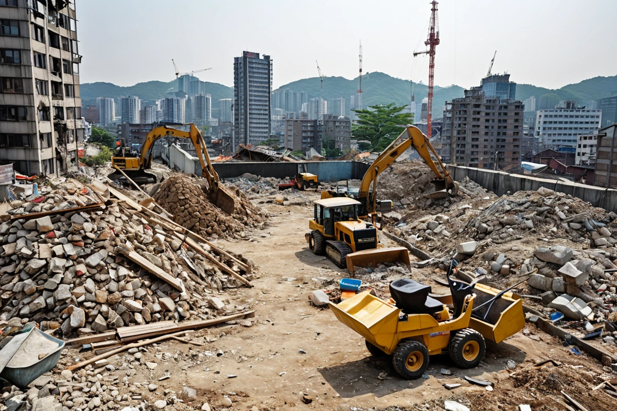 봉천동 주택 철거 비용, 3단계 점검으로 정확한 산정 가이드, 서울 압구정동 인테리어 철거 비용 비교 관련 실제 현장을 담은 사실적인 사진, 사람(인물)이 전혀 등장하지 않게 합니