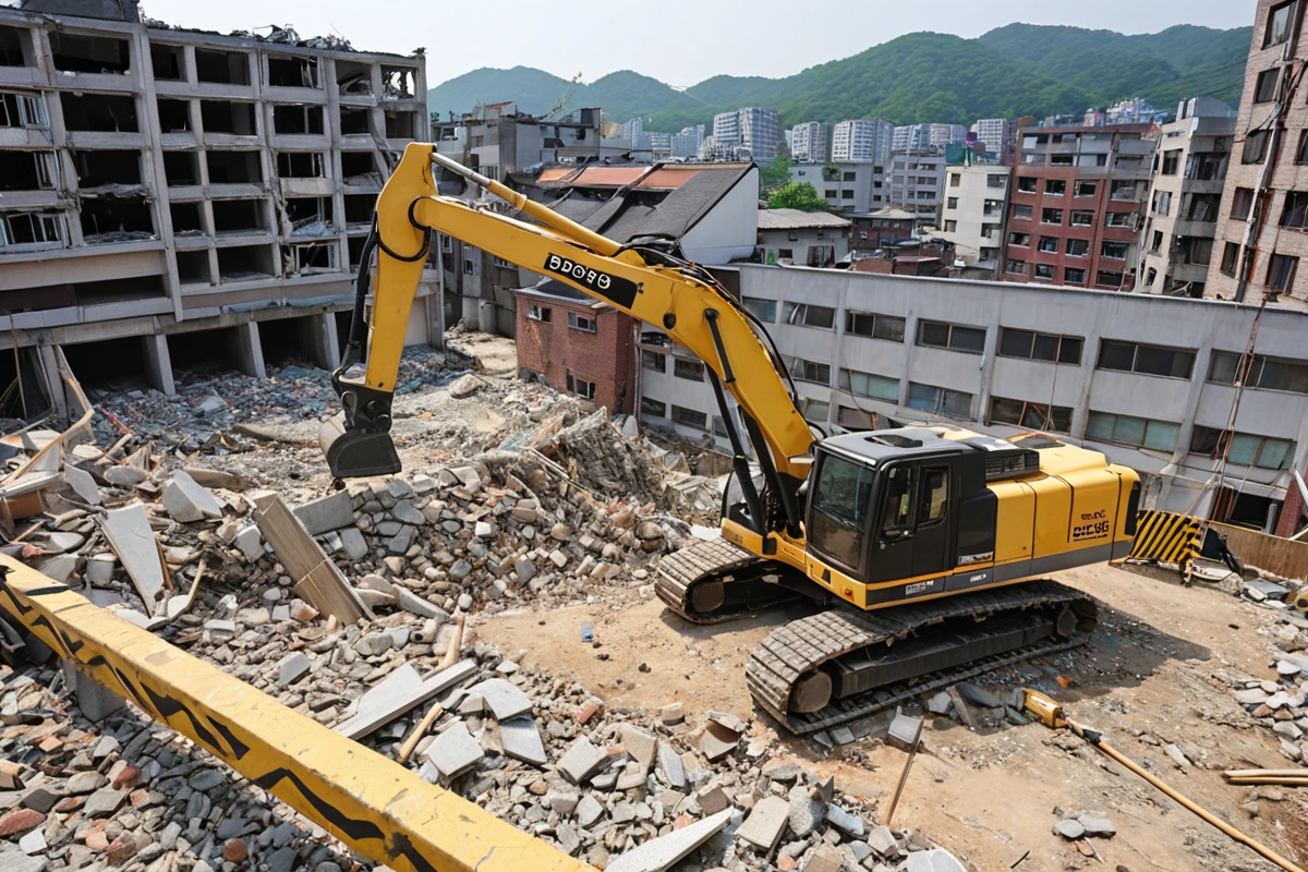 봉천동 주택 철거 비용, 3단계 점검으로 정확한 산정 가이드, 전문가와의 협업으로 철거 비용 정확도 향상 관련 실제 현장을 담은 사실적인 사진, 사람(인물)이 전혀 등장하지 않게