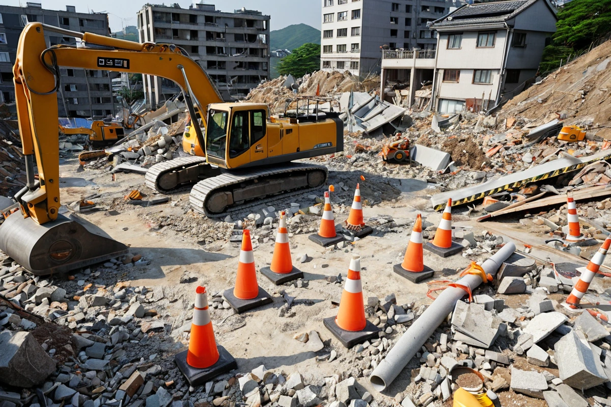 봉천동 주택 철거 비용, 3단계 점검으로 정확한 산정 가이드, 철거 시 주의사항 관련 실제 현장을 담은 사실적인 사진, 사람(인물)이 전혀 등장하지 않게 합니다. 손·팔·뒷모습 등