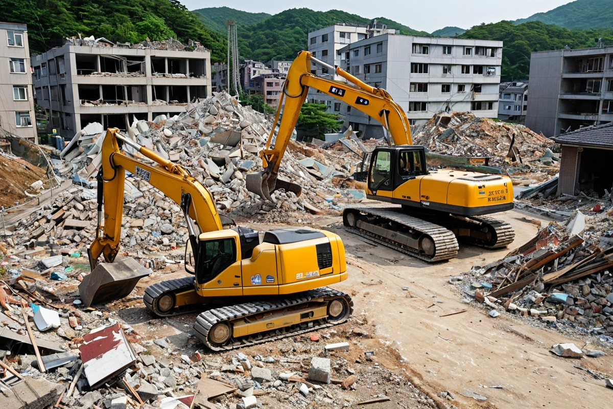 봉천동 주택 철거 비용, 3단계 점검으로 정확한 산정 방법, 철거 비용 산정 시 주의해야 할 사항 관련 실제 현장을 담은 사실적인 사진, 사람(인물)이 전혀 등장하지 않게 합니다.
