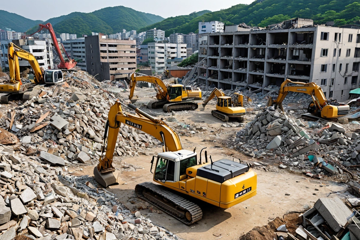 봉천동 주택 철거 비용, 3단계 점검으로 정확한 산정 방법, 철거 비용 산정에서 지역별 차이 이해하기 관련 실제 현장을 담은 사실적인 사진, 사람(인물)이 전혀 등장하지 않게 합니