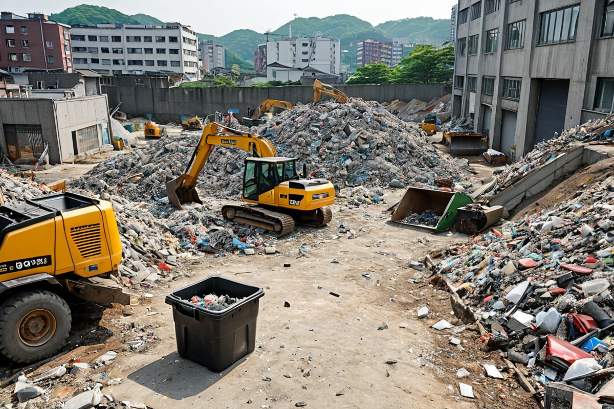 봉천동 주택 철거 비용, 3단계 점검으로 정확한 산정 방법, 철거 비용 산정의 두 번째 단계: 폐기물 종류 확인 관련 실제 현장을 담은 사실적인 사진, 사람(인물)이 전혀 등장하지