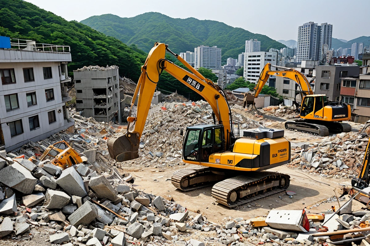 봉천동 주택 철거 비용, 3단계 점검으로 정확한 산정 체계, 서울 발산동 텍스 철거 비용 비교 분석 관련 실제 현장을 담은 사실적인 사진, 사람(인물)이 전혀 등장하지 않게 합니다