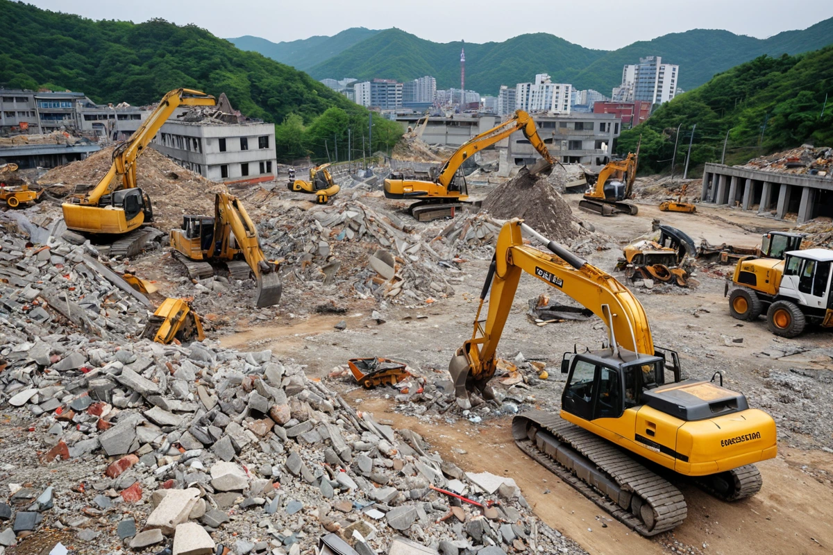 봉천동 주택 철거 비용, 3단계 점검으로 정확히 계산하는 방법, 철거 비용을 최적화하는 방법 관련 실제 현장을 담은 사실적인 사진, 사람(인물)이 전혀 등장하지 않게 합니다. 손·