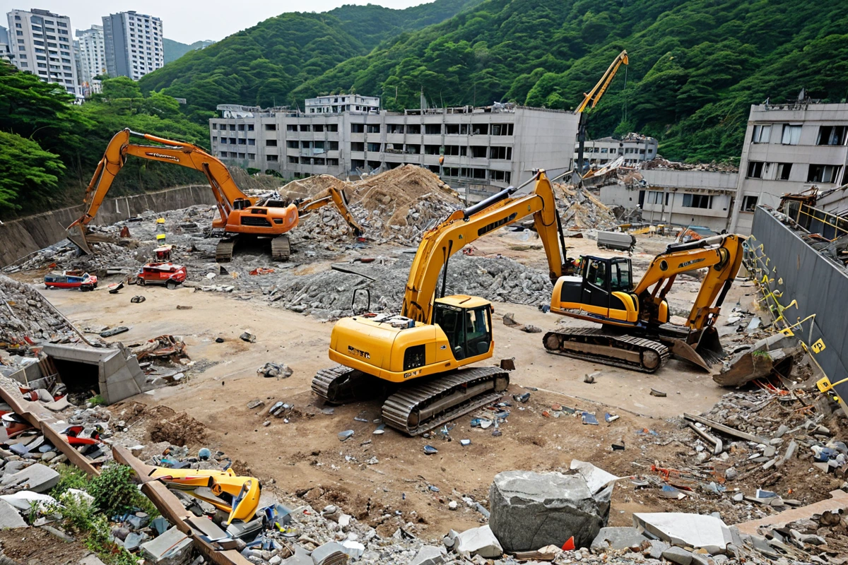 봉천동 주택 철거 비용, 3단계 점검으로 합리적 산정 방법, 철거 과정에서 주의해야 할 사항 관련 실제 현장을 담은 사실적인 사진, 사람(인물)이 전혀 등장하지 않게 합니다. 손·