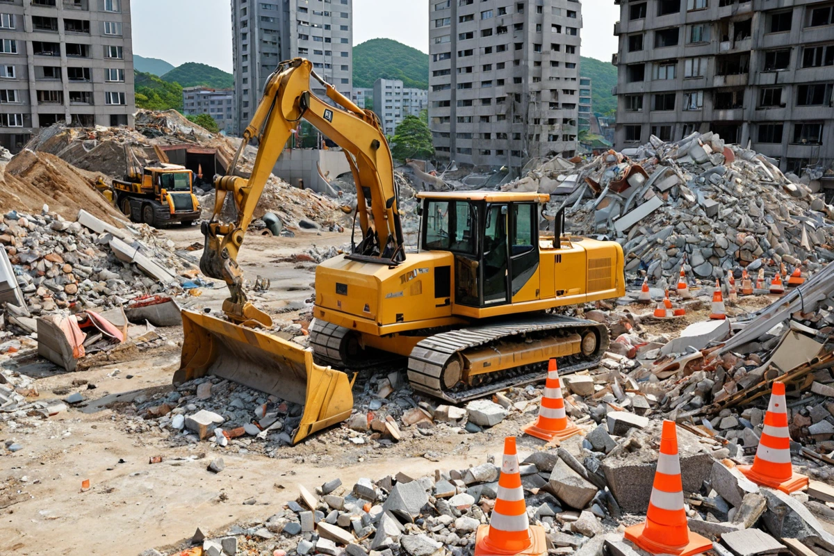 봉천동 주택 철거 비용, 3단계 체크리스트로 합리적 산정 가이드, 철거 비용 산정 시 주의사항 관련 실제 현장을 담은 사실적인 사진, 사람(인물)이 전혀 등장하지 않게 합니다. 손