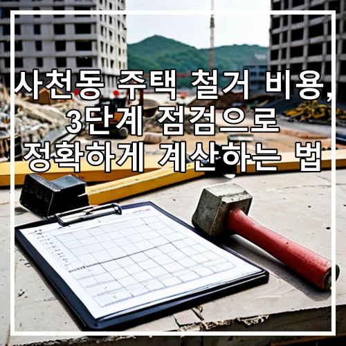 사천동 주택 철거 비용, 3단계 점검으로 정확하게 계산하는 법