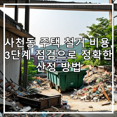 사천동 주택 철거 비용, 3단계 점검으로 정확한 산정 방법