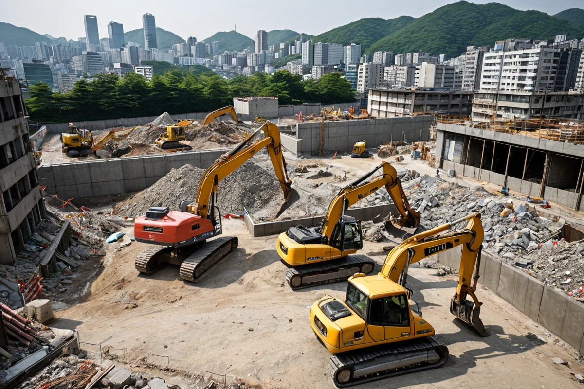 서울 가산동 원상복구 비용 체계, 상생철거가 알려주는 3가지 팁, 서울 가산동 원상복구 시 주의사항 관련 실제 현장을 담은 사실적인 사진, 사람(인물)이 전혀 등장하지 않게 합니다