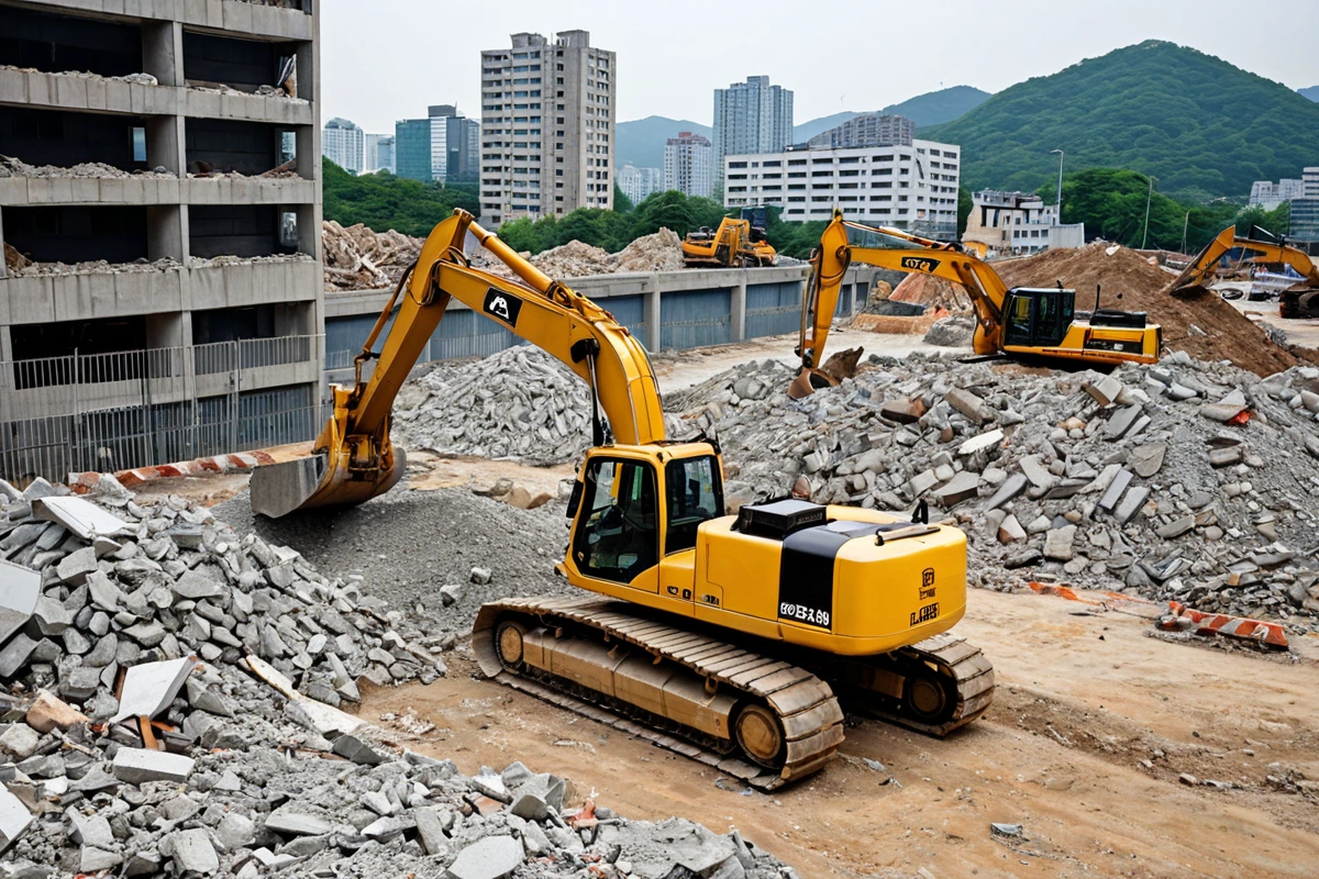 서울 가양동 철거 비용, 정확한 견적 절차와 비용 구성 2024, 철거 시 주의사항과 안전 관리 관련 실제 현장을 담은 사실적인 사진, 사람(인물)이 전혀 등장하지 않게 합니다.