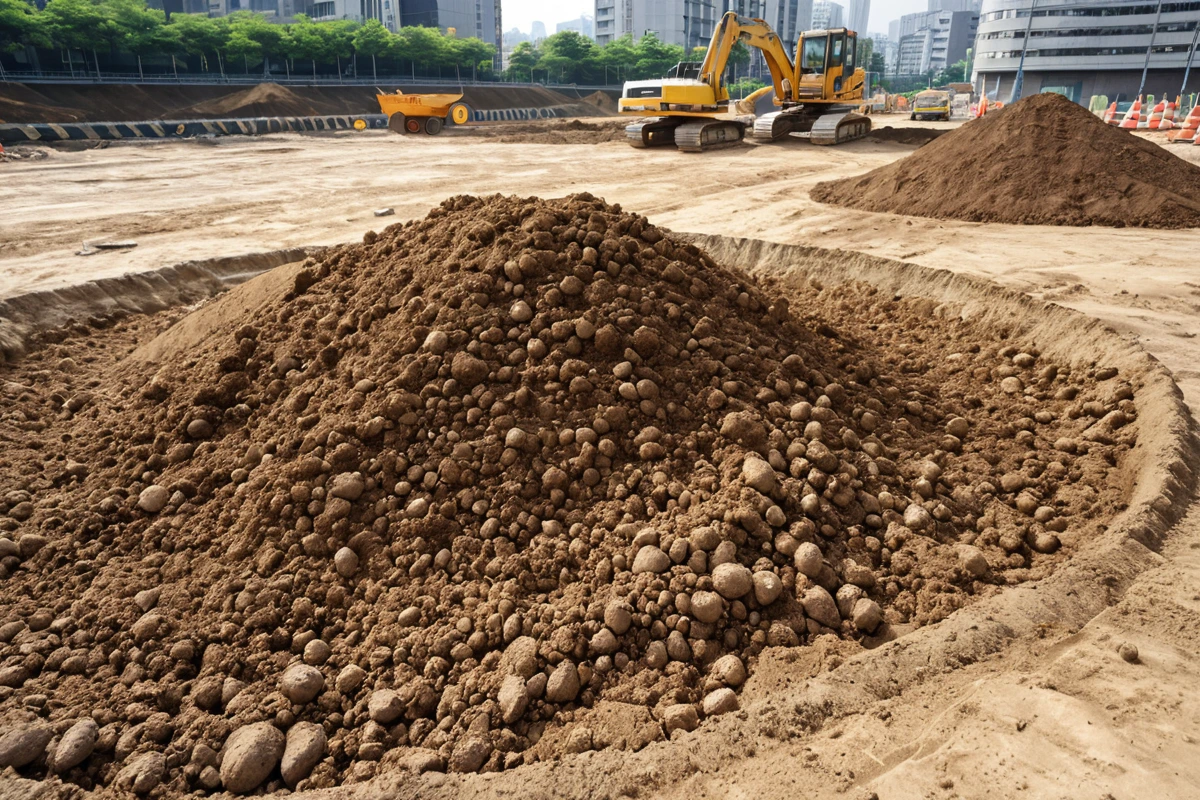 서울 강남구 수서동 원상복구 작업 현장에서 토양 정화 기술을 보여주는 전문 장비와 정화 후 토양 표면. 철거 후 복구된 토양의 균일한 표면과 정화 과정을 반영한 자연스러운 토양 모