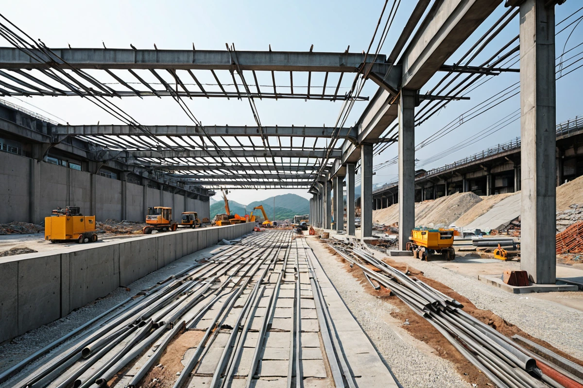 서울 봉천동의 철거 현장에서 철재가 분리된 채로 정리된 모습. 건물 내부에서 재사용 가능한 자재를 미리 분리해 놓은 철거 작업 현장으로, 철재와 다른 재료들이 청결하게 정리되어 있