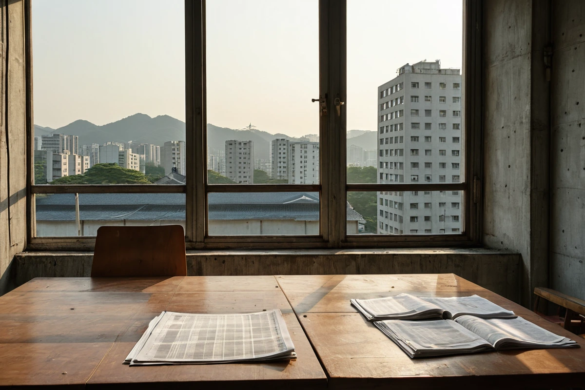 서울 성북구 보문동 식당 철거 시 사용된 철거 비용 산정서와 청구서, 세부 항목이 명확히 표기된 문서가 테이블 위에 놓여 있는 자연스러운 장면